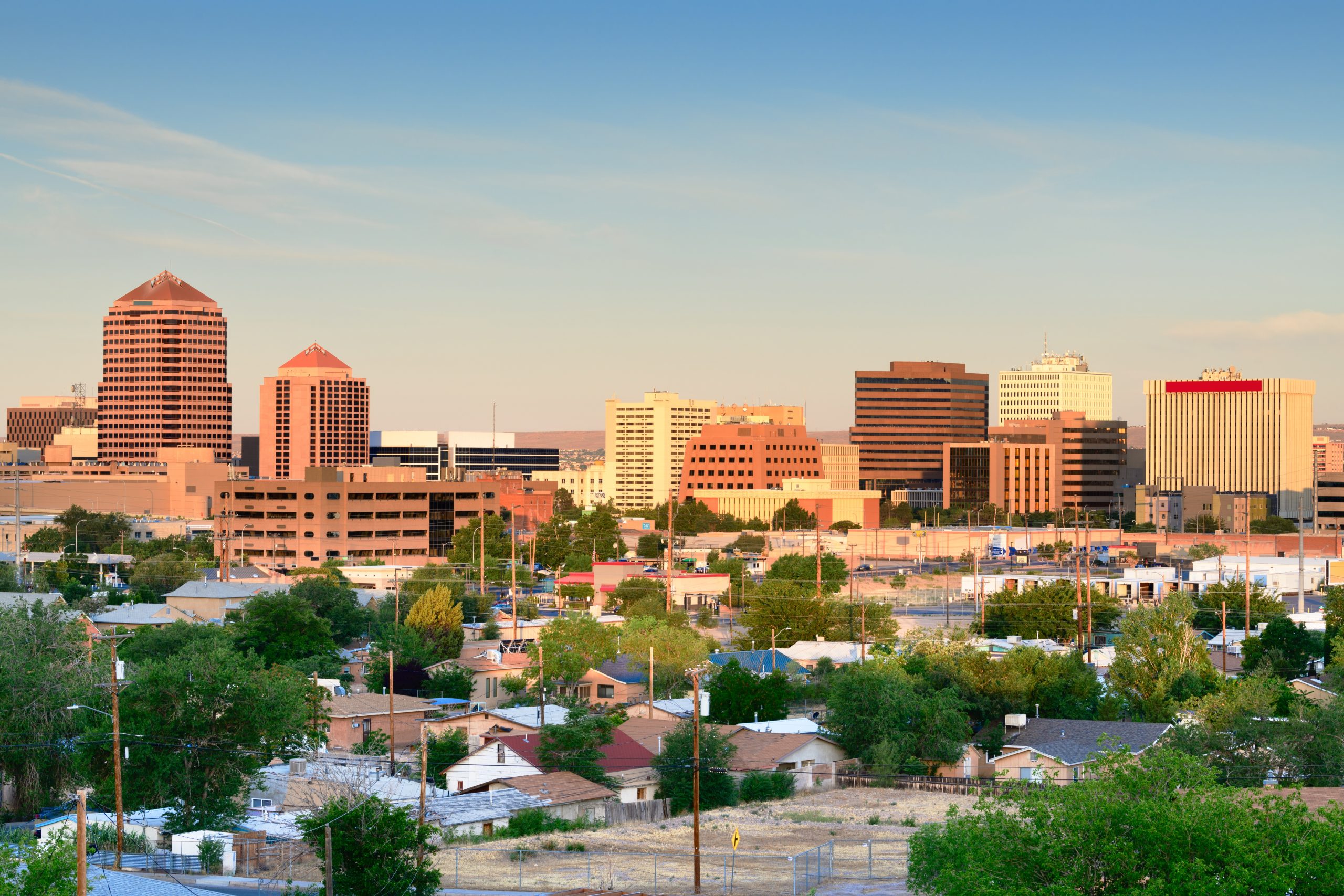 Albuquerque,,New,Mexico,,Usa,Downtown,City,Skyline,At,Dawn.