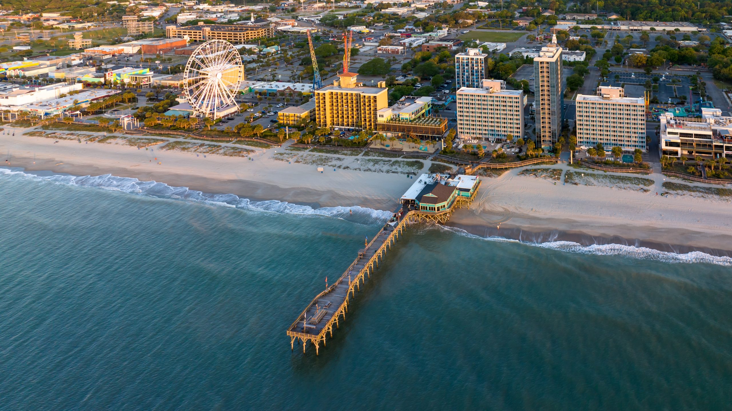 Aerial,View,Of,Myrtle,Beach,,Sc,During,Sunrise.